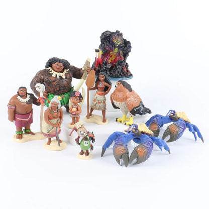 6/10Pcs Set Disney Movie Moana Figure Dolls Set Demigod Maui Moana Waialiki Heihei Action Figure Model Kids birthday Gift