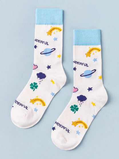 1 Pair Women's Cartoon Casual Cotton Harajuku  Skateboard Socks