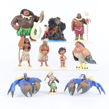 6/10Pcs Set Disney Movie Moana Figure Dolls Set Demigod Maui Moana Waialiki Heihei Action Figure Model Kids birthday Gift