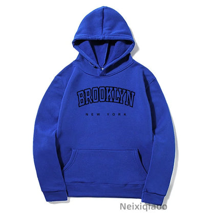 Women Brooklyn Letter USA Funny Black Hoodie Girl Autumn Winter Fleece Sweatshirts Female Harajuku Y2k Clothes
