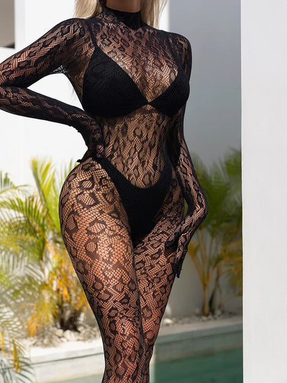Simplejewel 1pcs/2pcs Women's Sexy Fishnet Jumpsuit Bodysuit Mesh See-through Lingerie Babydoll Nightgown Bodystocking Nightwear