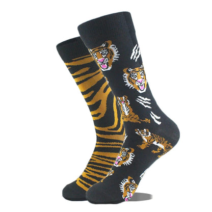 Happy Design Funny Socks Men Unisex Sheep Beer Dinosaur Pattern Sokken  Divertidos Jacquard Calcetines Unisex Hip Hop Skateboard