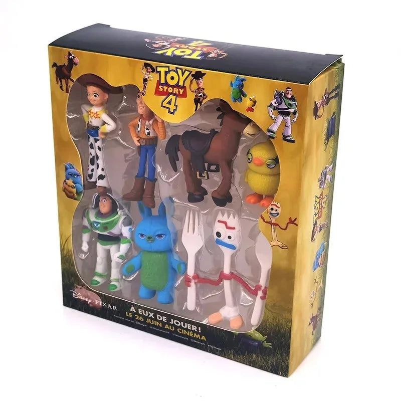 Disney 7PCS Toy Story 4 Action Figures Toys Woody Jessie Buzz Lightyear Forky Pig Bear Figura Model Doll Figurine Kids Boy Gifts