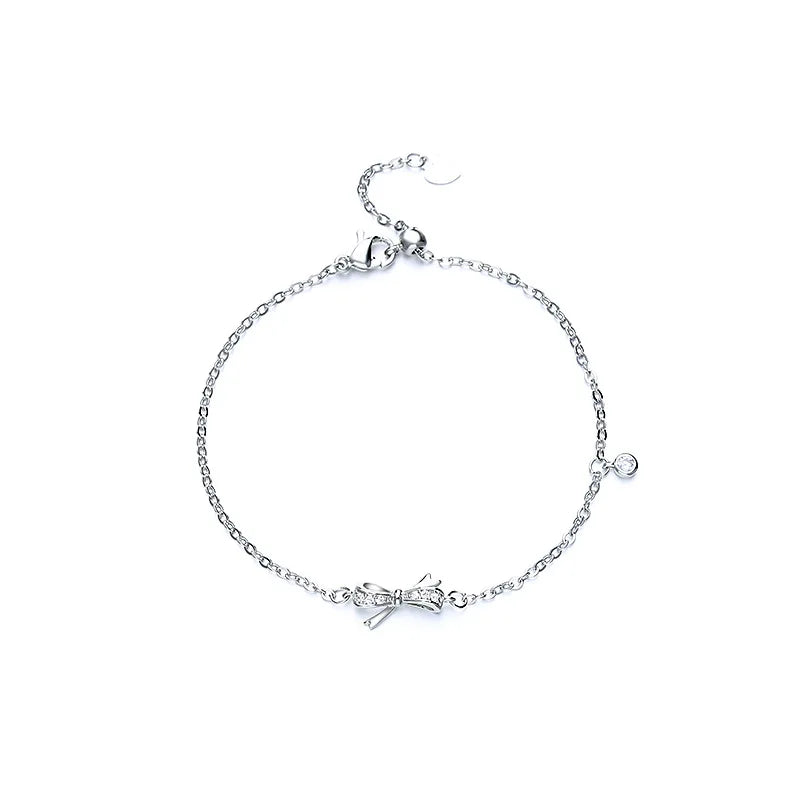 VENTFILLE 925 Sterling Silver Diamond-Studded Butterfly Bracelet Women's Fashion Temperament Flower Adjustable Bracelet
