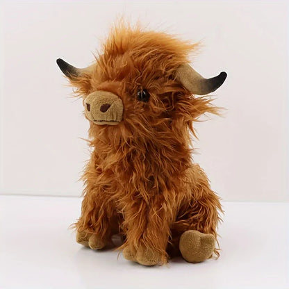 25cm Simulation Highland Cow Plush Animal Doll Soft Stuffed Highland Cow Plush Toy Kawaii Kids Baby Gifts Toy Home Room Decor