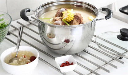 Stainless Steel pot Double Bottom Soup Pot Nonmagnetic Cooking Multi purpose Cookware Non stick Pan Gas cooker used pot hot pot