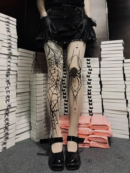 Gothic Vintage Dark Fishnet Tights Stocking Women Emo Alternative Sexy Spider Web Witch Pantyhose Y2k E-girl Cyber Punk Socks