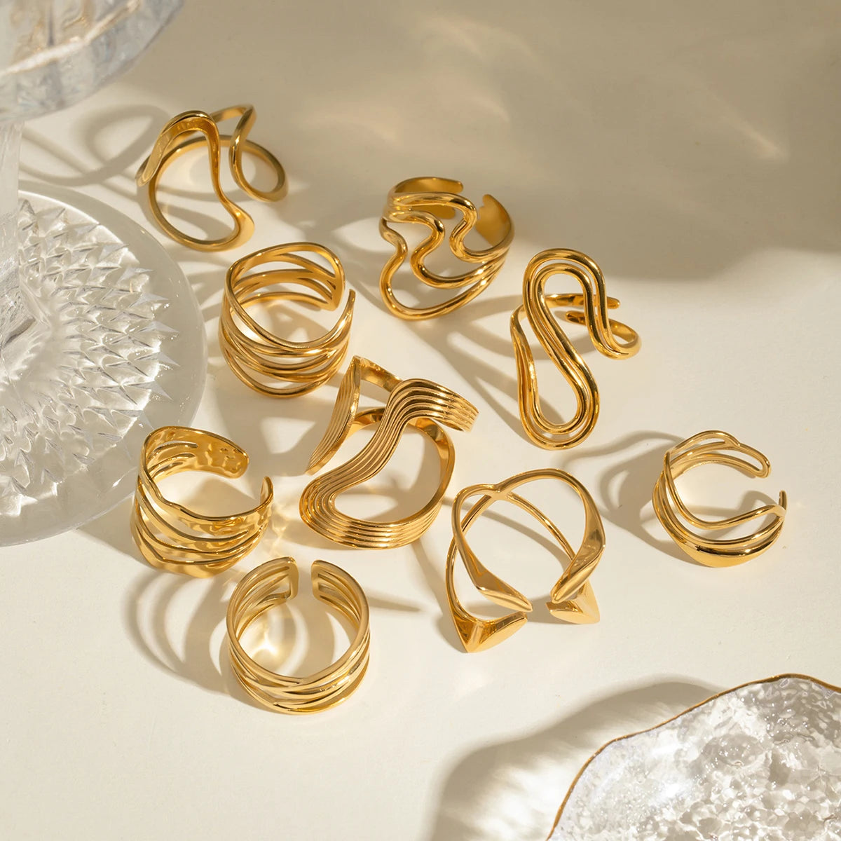 Uworld Fashion Geometric Open Ring Stacked Irregular Ring Women's Accessories Party Festival Accessories