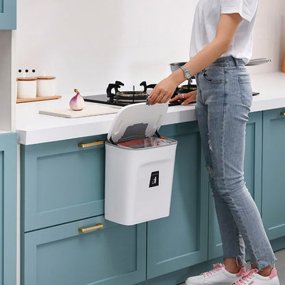 7/9L Wall Mounted Trash Can Household Galley Waste Bin Hanging Bathroom Trash Can With Lid Food Garbage Bin Kitchen Accessories
