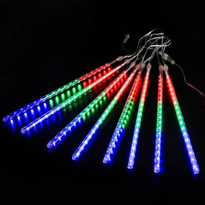 Outdoor  Meteor Shower Christmas Lights 10 Tubes 192 Led Hanging String Lights for Garden Tree Holiday Party Decoation Lamp
