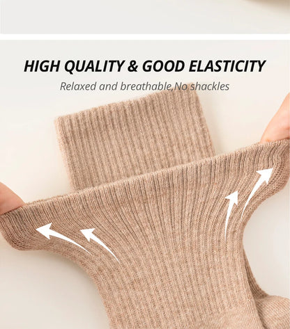HSS 95% Combed Cotton Socks Men Business Dress Long Socks Casual Solid Color Spring Summer Black White Unisex Socks Comfortable