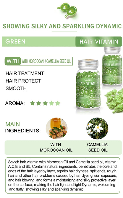 30Pcs Anti Hair Loss Hair Vitamin Capsule Oil Keratin Complex Oil Smooth Silky Hair Serum Hair Mask Repair Frizz Damaged Sevich