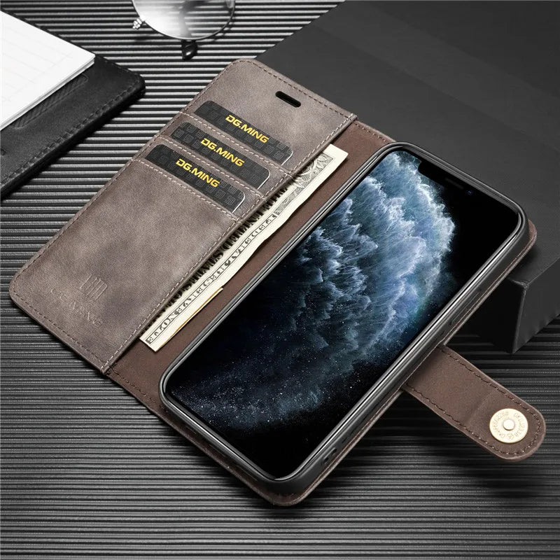 Detachable Magnetic Leather Phone Case for IPhone 16 Pro Max 15 12 13 11 14 Plus XS XR X SE 2022 Wallet Card Holder Cover Coque