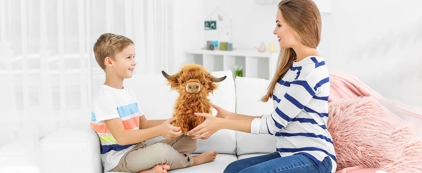25cm Simulation Highland Cow Plush Animal Doll Soft Stuffed Highland Cow Plush Toy Kawaii Kids Baby Gifts Toy Home Room Decor