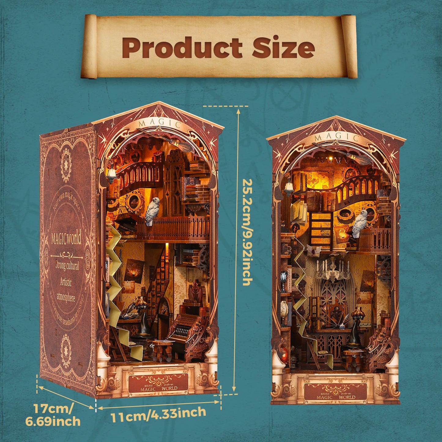 New DIY Book Nook Kit 3D Wooden Bookshelf Miniature Building Kits Home Decor Creative Model for Adults Halloween Christmas Gifts