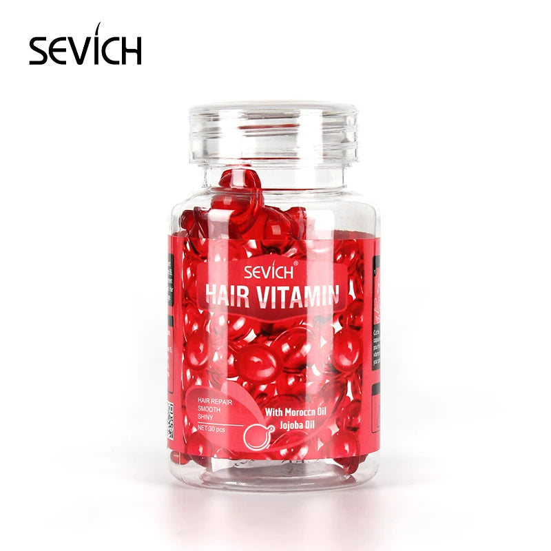 30Pcs Anti Hair Loss Hair Vitamin Capsule Oil Keratin Complex Oil Smooth Silky Hair Serum Hair Mask Repair Frizz Damaged Sevich