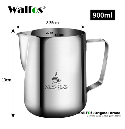 WALFOS Style Espresso Coffee Milk Mugs Cup Pots Jug Handle Craft Coffee Garland Cup Latte Jug Thickened Stainless Steel