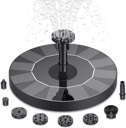 1.5W Solar Fountain Pump, with 6 nozzles Solar Bird Bath Fountain, Water Pump Floating Fountains Suitable for Ponds