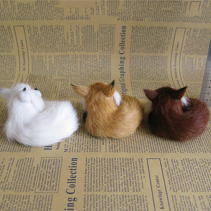 1PC Simulation Fox Ornament Mini Squatting Fox Model Plush Animal Figurine Doll Toy Home Decoration Craft Christmas Party Gift