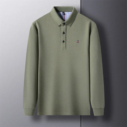 New Men's Casual and Fashionable Embroidered Long Sleeved Polo Shirt Comfortable Breathable and Versatile Summer Top