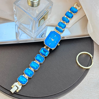 women's large section rhinestone chain rectangular color case rhinestone dial fashion European and American style ladies watch