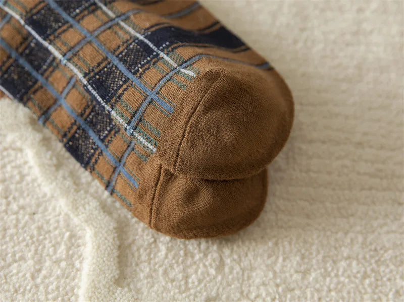 Stockings Women Harajuku Retro Vintage Plaid Long Socks Stocking JK College Style School Girls Cotton Knee Socks Women Stockings