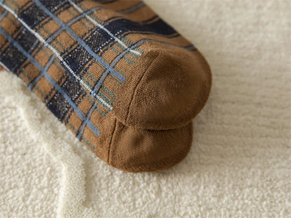 Stockings Women Harajuku Retro Vintage Plaid Long Socks Stocking JK College Style School Girls Cotton Knee Socks Women Stockings