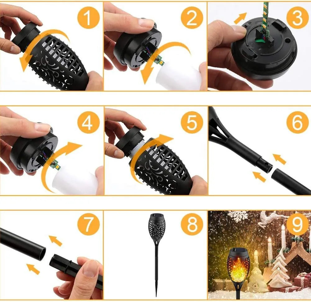 12/33/96 LED Solar Torch Light Lawn Garden Plug in Light Outdoor Courtyard Waterproof Induction Decoration Landscape Flame Light