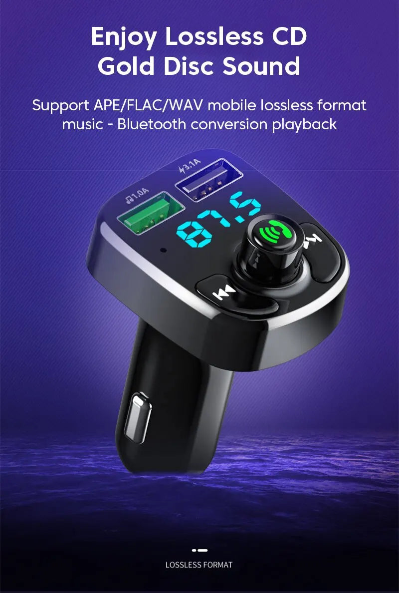 LED MP3 Car Bluetooth FM Audio Receiver Hands-Free Bluetooth 5.0 Transmitter 2.1A 3.1A QC3.0 PD Type C Dual USB Car kit Charger