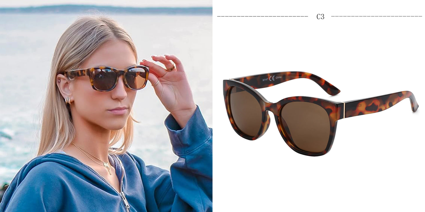 ZENOTTIC Fashion Original Thick Butterfly Frame Polarized Sunglasses for Women Chunky Uv400 Protection Shade Cat Eye Sun Glasses