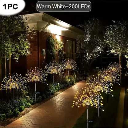 NEW Garedn Solar Fireworks Lights Outdoor Waterproof Solar Garden Lights 8 Lighting Modes with Remote Control Decorations Light
