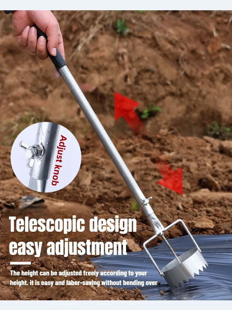 Durable Metal Film Puncher Vegetable Planting and Transplanting Agricultural Film Breaker Plastic Films Puncture Gardening Tool