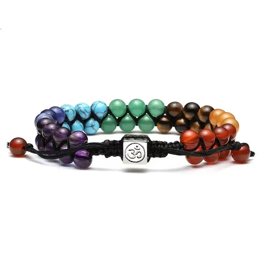 Top Plaza 7 Chakra Treatment Crystal Bracelet Yoga Stone Adjustable Beads Bracelet Meditation Relaxation Anxiety for Women