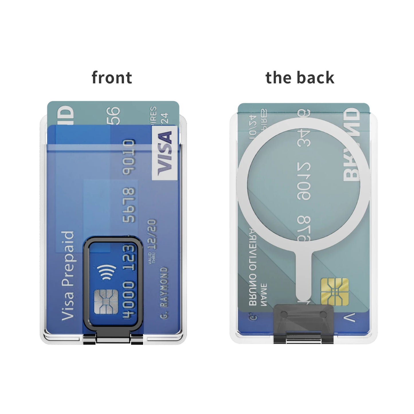 Strong Transparent Magnetic For Magsafe Card Wallet Metal Stand Holder Clear Case For iPhone Card Phone Back Bag Adsorption