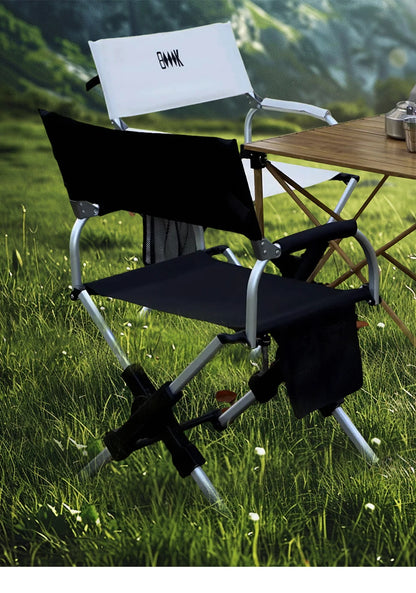 Outdoor Foldable Director's Chair Camping Beach Fishing Chair Aluminum Alloy Travel Hiking Picnic Seat Travel Furniture