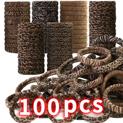 5-100Pcs High Elastic Leopard Print Hair Rope Women Fashion Pony Tails Holders Girls Towel Hair Ties Hairs Accessories Headwear