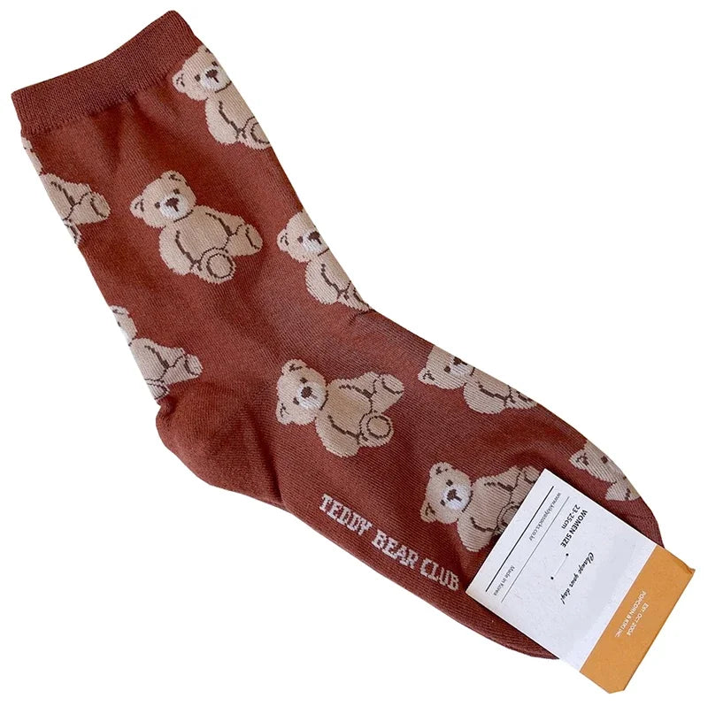 Good Quality Cartoon Elegant Lady Bear Women's  Cute Socks Cotton Harajuku Style Woman Novelty Breathable Sox Christmas Gifts