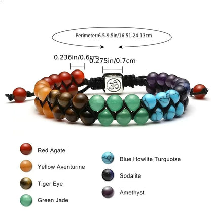 Top Plaza 7 Chakra Treatment Crystal Bracelet Yoga Stone Adjustable Beads Bracelet Meditation Relaxation Anxiety for Women