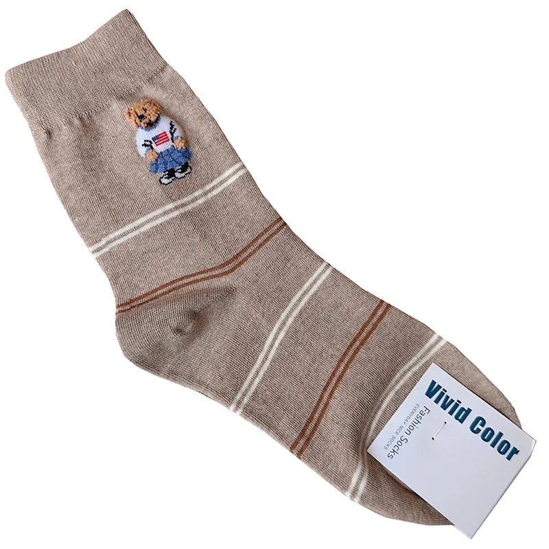 Good Quality Cartoon Elegant Lady Bear Women's  Cute Socks Cotton Harajuku Style Woman Novelty Breathable Sox Christmas Gifts