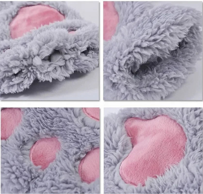 Lovely Plush Cat Claw Paw Gloves Plush Mittens Warm Soft Plush Short Fingerless Fluffy Bear Gloves Costume Half Finger Gloves