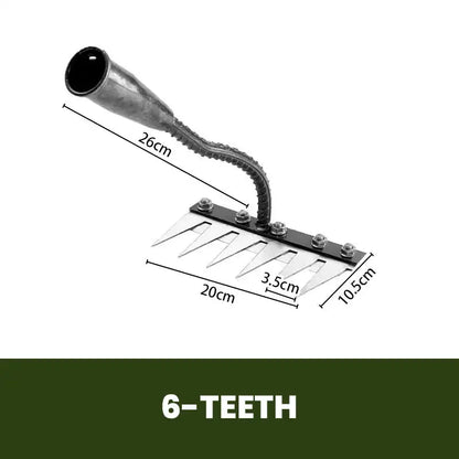 5/6/7/8 Teeth Agricultural Rake Soil Loosening Weeding Tool Manganese Steel Garden Weeding Rake Multi-use Agricultural Straw Hoe