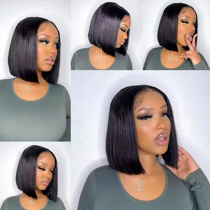 Raw Hair Vietnamese 250 Density 100 Human Hair Lace Frontal Wigs Straight Natural Black 13x6 Bob Wig Lace Front Human Hair Wigs