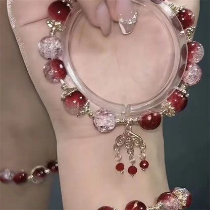 Niche Design Star Chain Tassel Bracelet for Women Fantasy Blue Crystal Beads Elastic Rope Bracelet Best Friend Jewelry Gifts