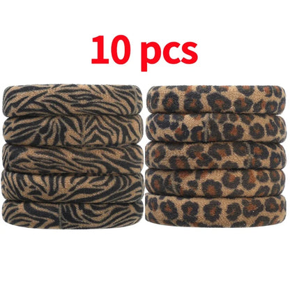 5-100Pcs High Elastic Leopard Print Hair Rope Women Fashion Pony Tails Holders Girls Towel Hair Ties Hairs Accessories Headwear