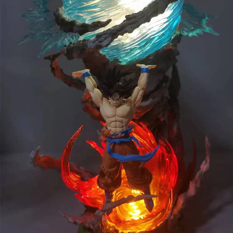 New 23cm Dragon Ball Anime Figure Son Goku Super Genki Bomb Luminous Figures Dbz Gk Figurine Pvc Statue Model Collectible Gifts