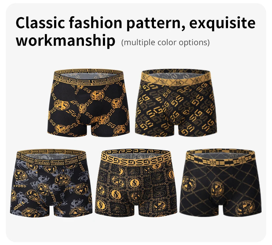 10 Men's Boxer Underwear Black Gold Random Soft And Comfortable Skin-friendly Joker Four Seasons Selling Adolescent Shorts