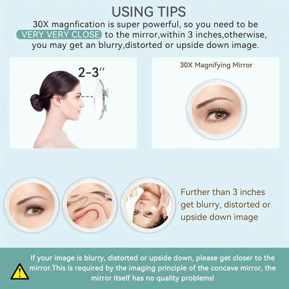 For Bathroom Makeup Mirror 10x20x30x Times Magnification Mirror With Suction Cup Blackhead Magnifying Remove Acne Pore SkinTool