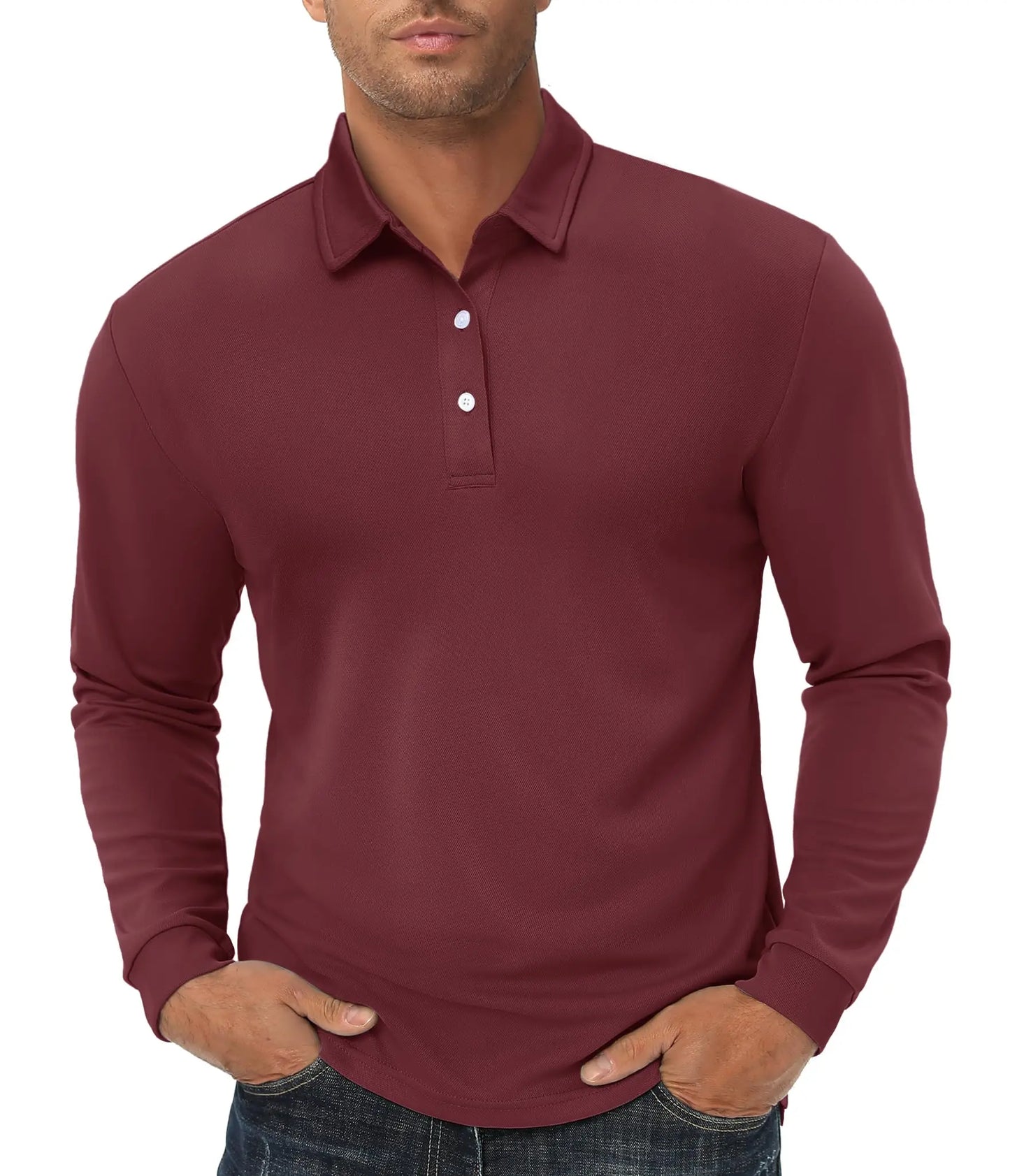 TACVASEN Long Sleeve Polos Quick Dry T-shirts Mens Breathable Sports Tees Casual Golf Polo Shirts Work T-shirt Pullover Tops Man
