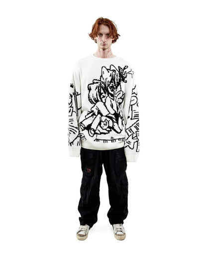 Vintage Cartoon Knitted Women Sweaters Winter Casual Oversize Men Fashion Streetwear Tops Harajuku Pullover Y2k Clothes 90s Goth