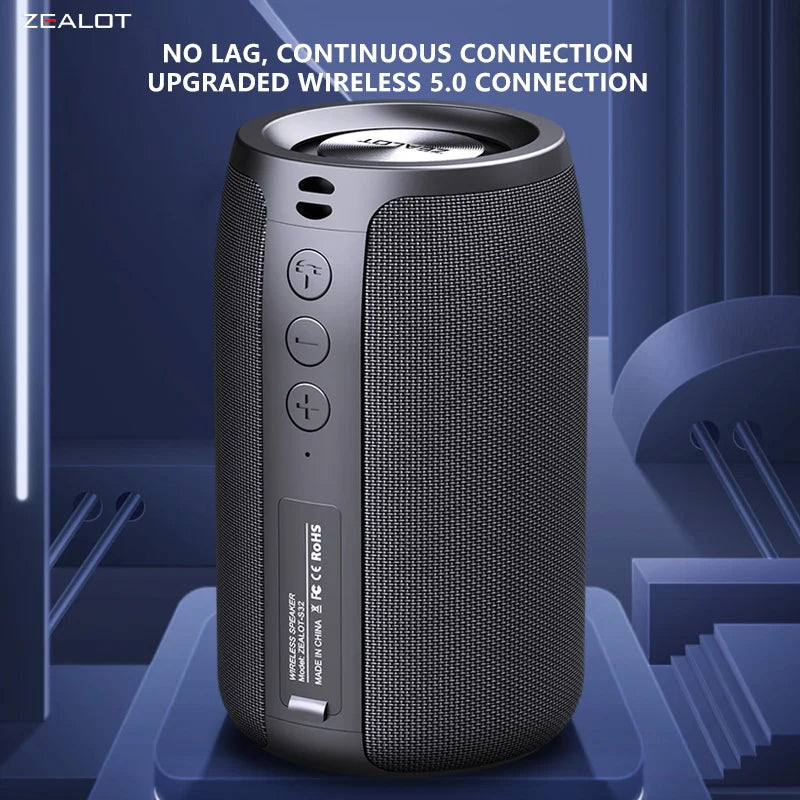 ZEALOT S32 5W Wireless Speakers, Portable Subwoofer Speaker, 1800mAh Battery, 10 Hours Playtime Loud Stereo, Booming Bass.